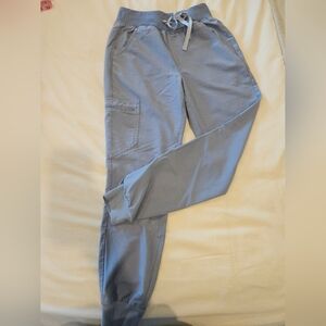 Figs Zamora Jogger Scrub Pants Womens XS Heather Indigo 5 Pockets and Drawstring